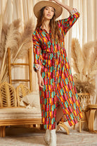 Savanna Jane Button Down Fun Print Maxi Shirt Dress Or Kimono With Roll Up Sleeves-Maxi Dresses-Savanna Jane-Deja Nu Boutique, Women's Fashion Boutique in Lampasas, Texas