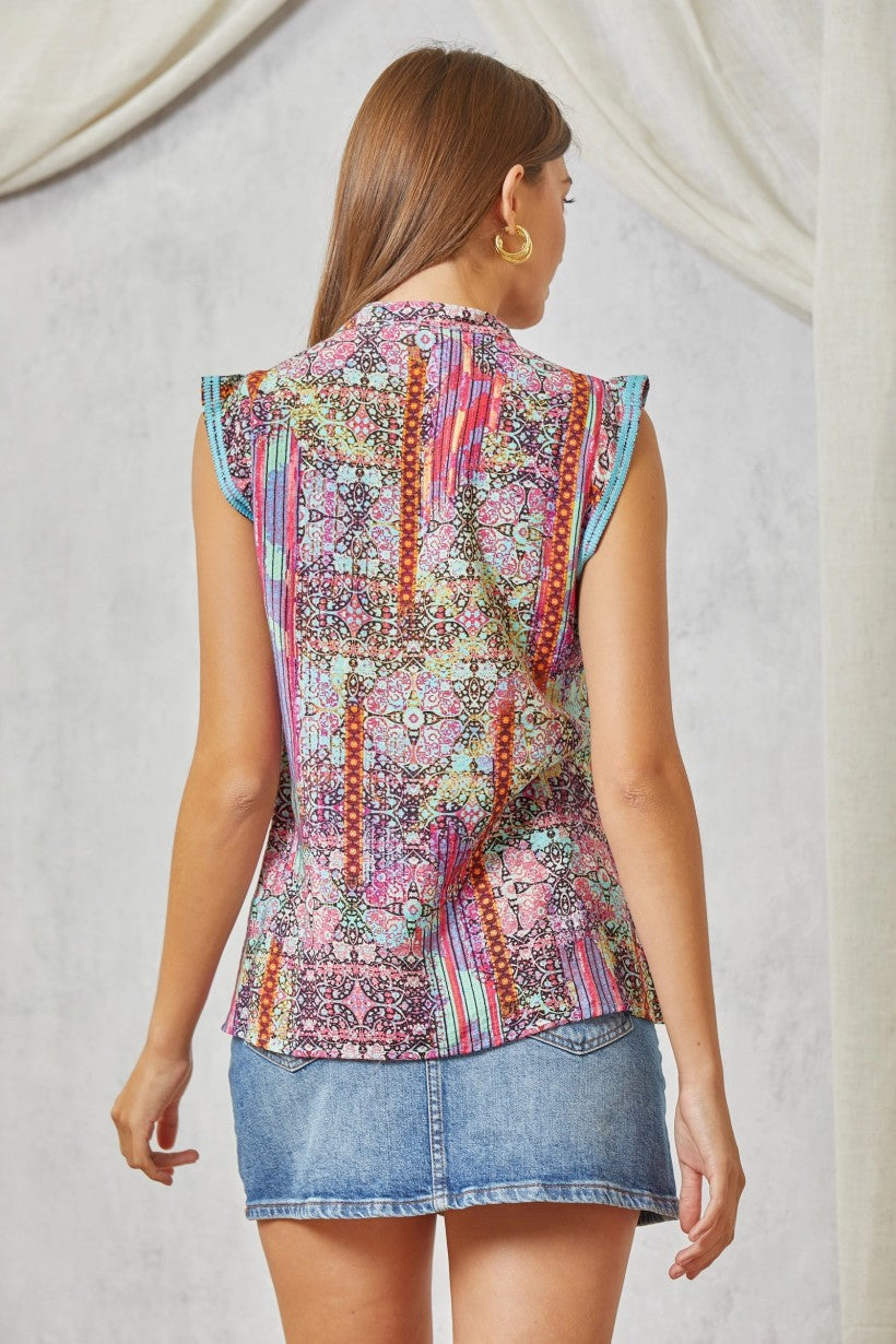 Savanna Jane Patchwork Embroidered Cap Sleeve Top-Camis/Tanks-Savanna Jane-Deja Nu Boutique, Women's Fashion Boutique in Lampasas, Texas