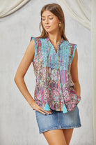 Savanna Jane Patchwork Embroidered Cap Sleeve Top-Camis/Tanks-Savanna Jane-Deja Nu Boutique, Women's Fashion Boutique in Lampasas, Texas