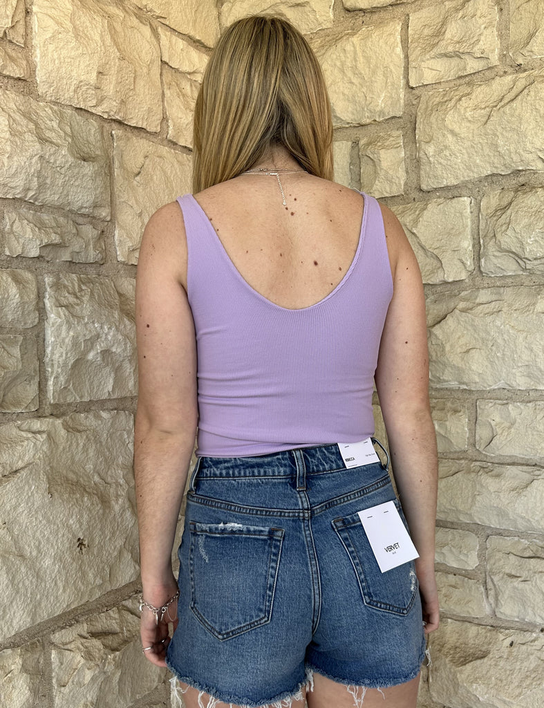 Scala Seamless Double V Neck Tank With Built In Bra In Lavender-Camis/Tanks-Scala Seamless-Deja Nu Boutique, Women's Fashion Boutique in Lampasas, Texas