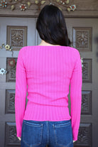 Scala Seamless Hot Pink Lace Long Sleeve U-Neckline Top-Long Sleeves-Scala Seamless-Deja Nu Boutique, Women's Fashion Boutique in Lampasas, Texas