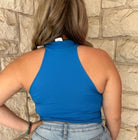 Scala Seamless Ribbed Sleeveless Turtleneck With Built In Bra In Azul Pavao-Curvy/Plus Camis and Tanks-Scala Seamless-Deja Nu Boutique, Women's Fashion Boutique in Lampasas, Texas