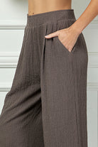 See And Be Seen Brown Seersucker Fringe Trim Pants In Plus-Curvy/Plus Bottoms-See And Be Seen-Deja Nu Boutique, Women's Fashion Boutique in Lampasas, Texas