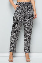 See And Be Seen Leopard Print Straight Leg Pants With Black Side Stripe In Grey-Bottoms-See And Be Seen-Deja Nu Boutique, Women's Fashion Boutique in Lampasas, Texas