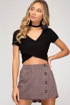 She And Sky Faux Suede Twill Skort In Mocha-Bottoms-She And Sky-Deja Nu Boutique, Women's Fashion Boutique in Lampasas, Texas