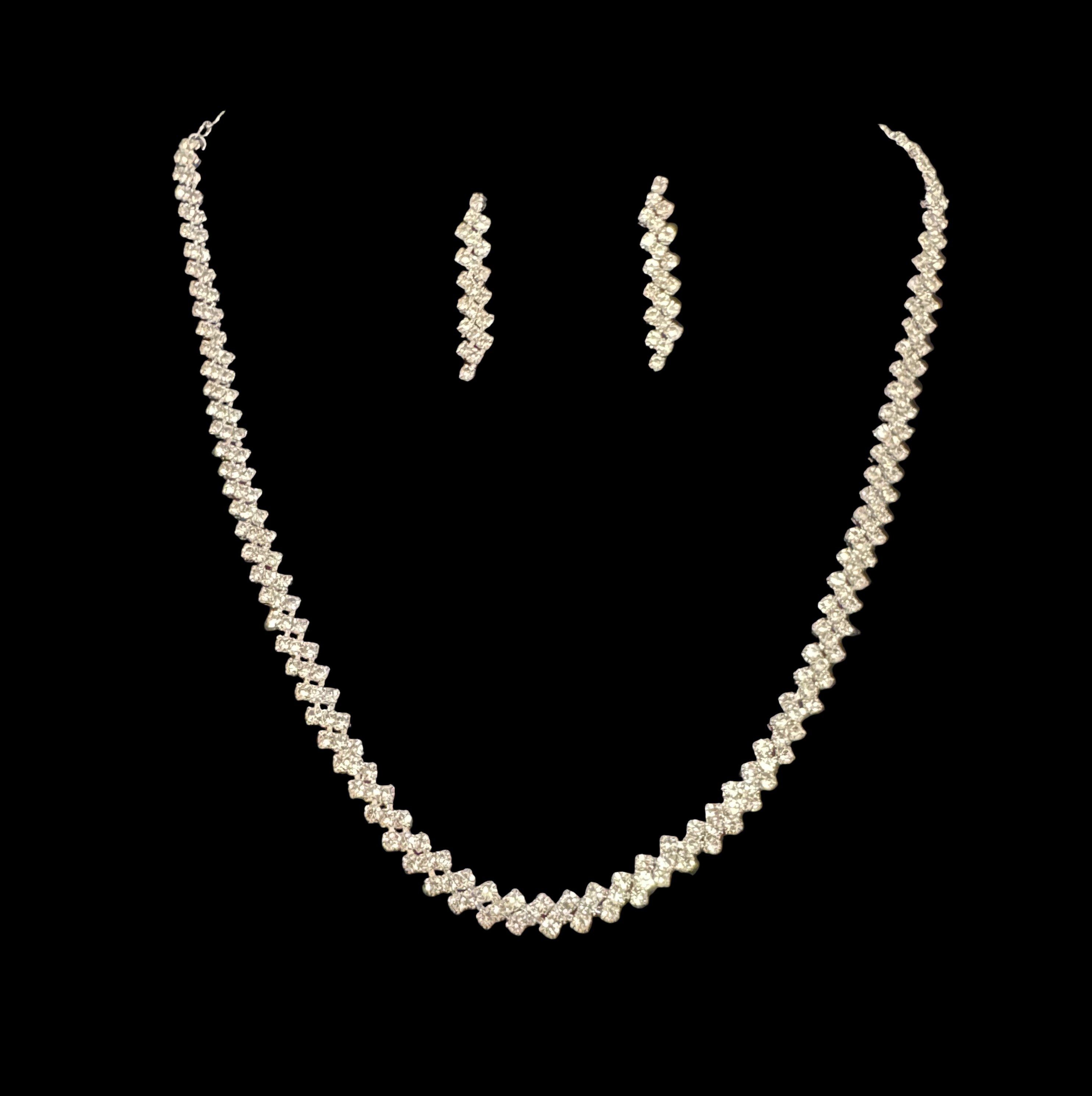 Silver Crystal Necklace & Earring Set-Necklace Set-Deja Nu Tx-Deja Nu Boutique, Women's Fashion Boutique in Lampasas, Texas