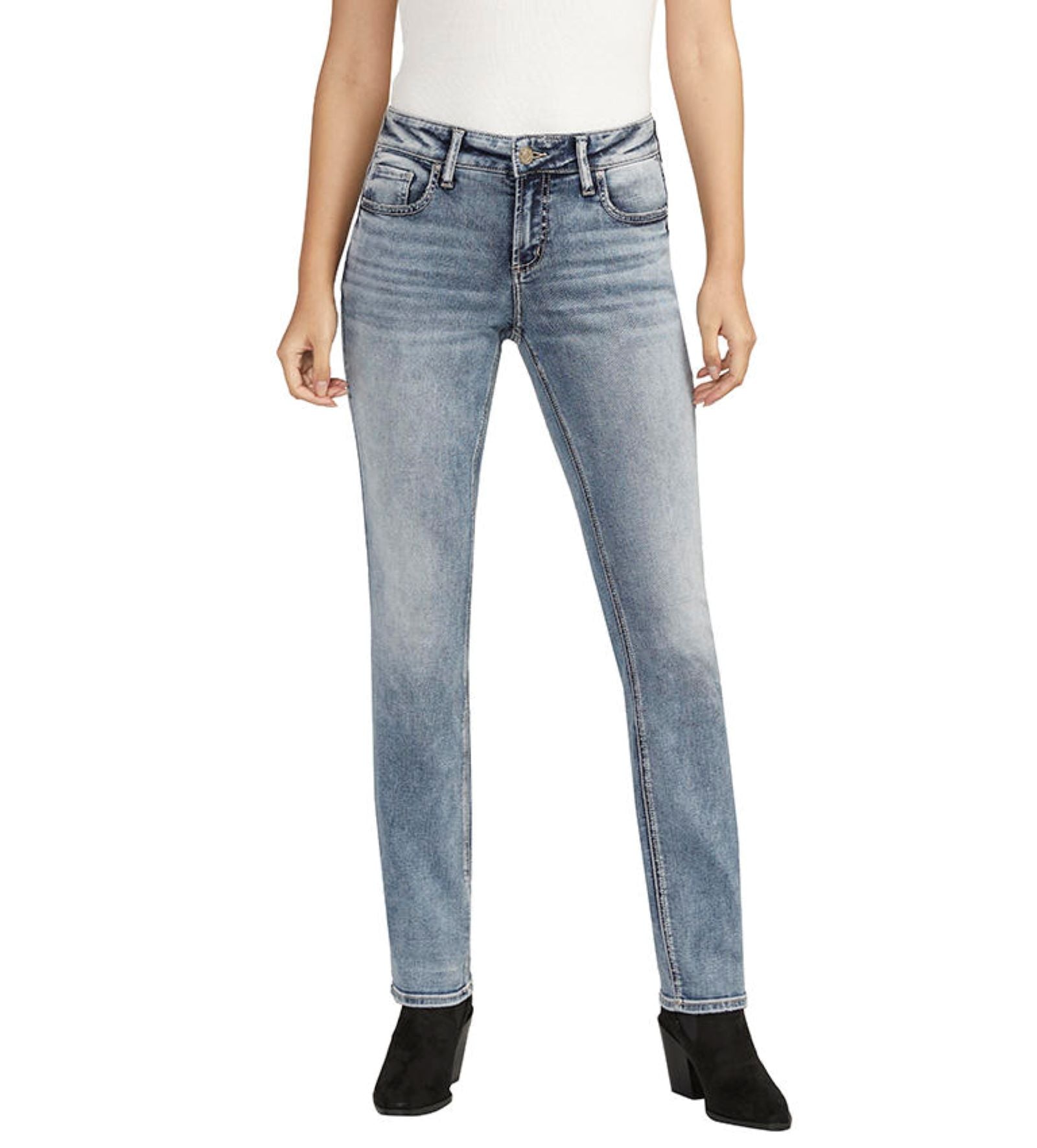 Silver Jeans Comfort Fit Mid Rise Elyse Straight In Indigo-Bottoms-Silver Jeans-Deja Nu Boutique, Women's Fashion Boutique in Lampasas, Texas