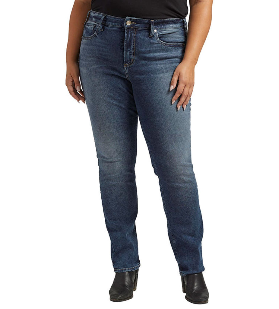 Silver Jeans High Rise Curvy Fit Avery Straight In Indigo 29 Inches Plus-Curvy/Plus Jeans-Silver Jeans-Deja Nu Boutique, Women's Fashion Boutique in Lampasas, Texas