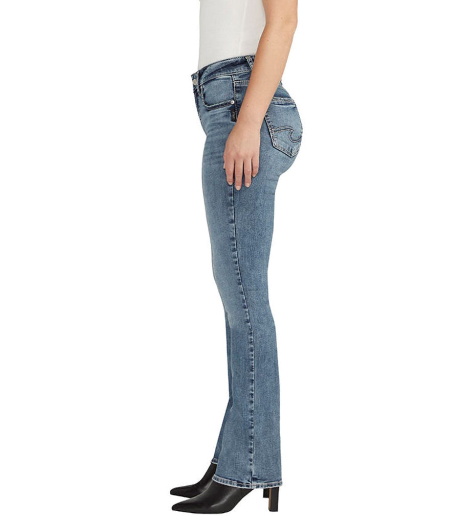 Silver Jeans Mid Rise Curvy Fit Suki Slim Boot 33 Inches In Blue Black Denim-Jeans-Silver Jeans-Deja Nu Boutique, Women's Fashion Boutique in Lampasas, Texas