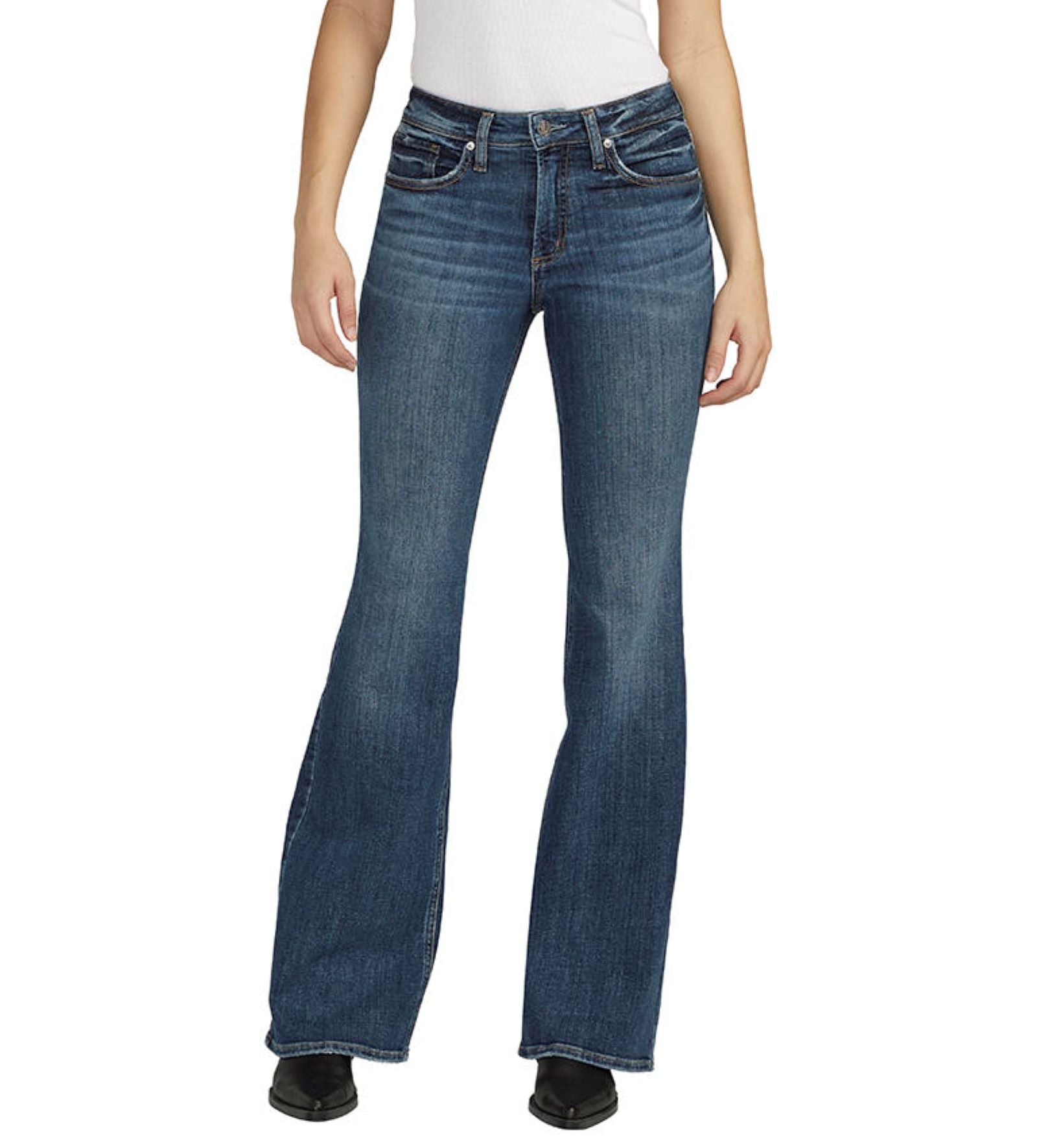 Silver Jeans Mid Rise Slim Fit Most Wanted Flare In Indigo 33 Inches-Jeans-Silver Jeans-Deja Nu Boutique, Women's Fashion Boutique in Lampasas, Texas