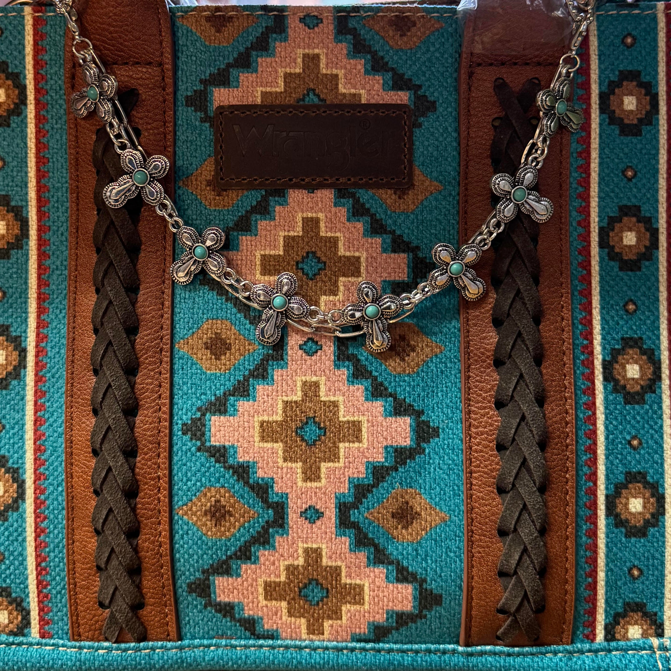 Silver Cross Charm Strap with Turquoise Accents – Versatile Accessory-Charm Strap-Deja Nu Tx-Deja Nu Boutique, Women's Fashion Boutique in Lampasas, Texas