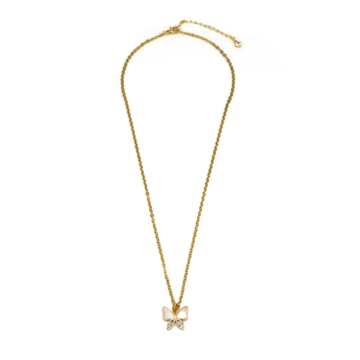 Simply Jewels Minimalist Gold Butterfly Necklace with Mother of Pearl-Necklaces-Simply Jewels-Deja Nu Boutique, Women's Fashion Boutique in Lampasas, Texas