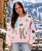 Queen of Sparkles Pink SKI Icon Sweatshirt-sweatshirt-Queen Of Sparkles-Deja Nu Boutique, Women's Fashion Boutique in Lampasas, Texas