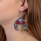 Statement Squash Blossom Earrings with Colorful Crystals-Earrings-Deja Nu Tx-Deja Nu Boutique, Women's Fashion Boutique in Lampasas, Texas
