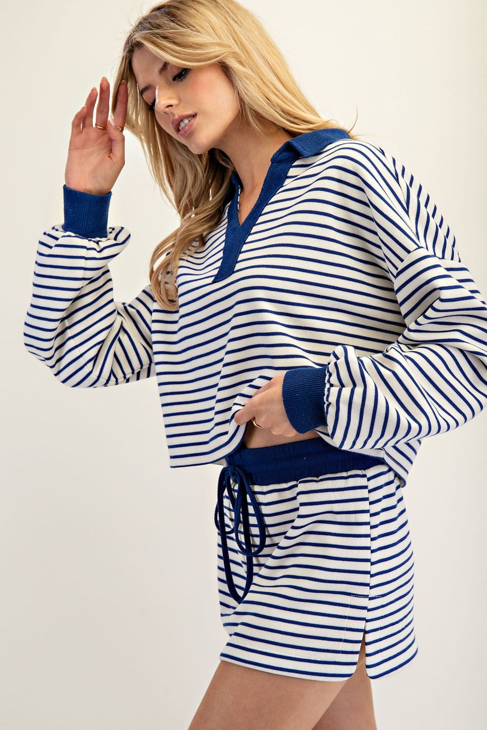 Striped Knit Mini Skort - Royal Blue & White | ee:some-skort-ee:some-Deja Nu Boutique, Women's Fashion Boutique in Lampasas, Texas