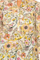 Sunshine Blooms: Magazine Bright Yellow & Ivory Floral Paisley Tunic-Tops-Magazine Clothing-Deja Nu Boutique, Women's Fashion Boutique in Lampasas, Texas
