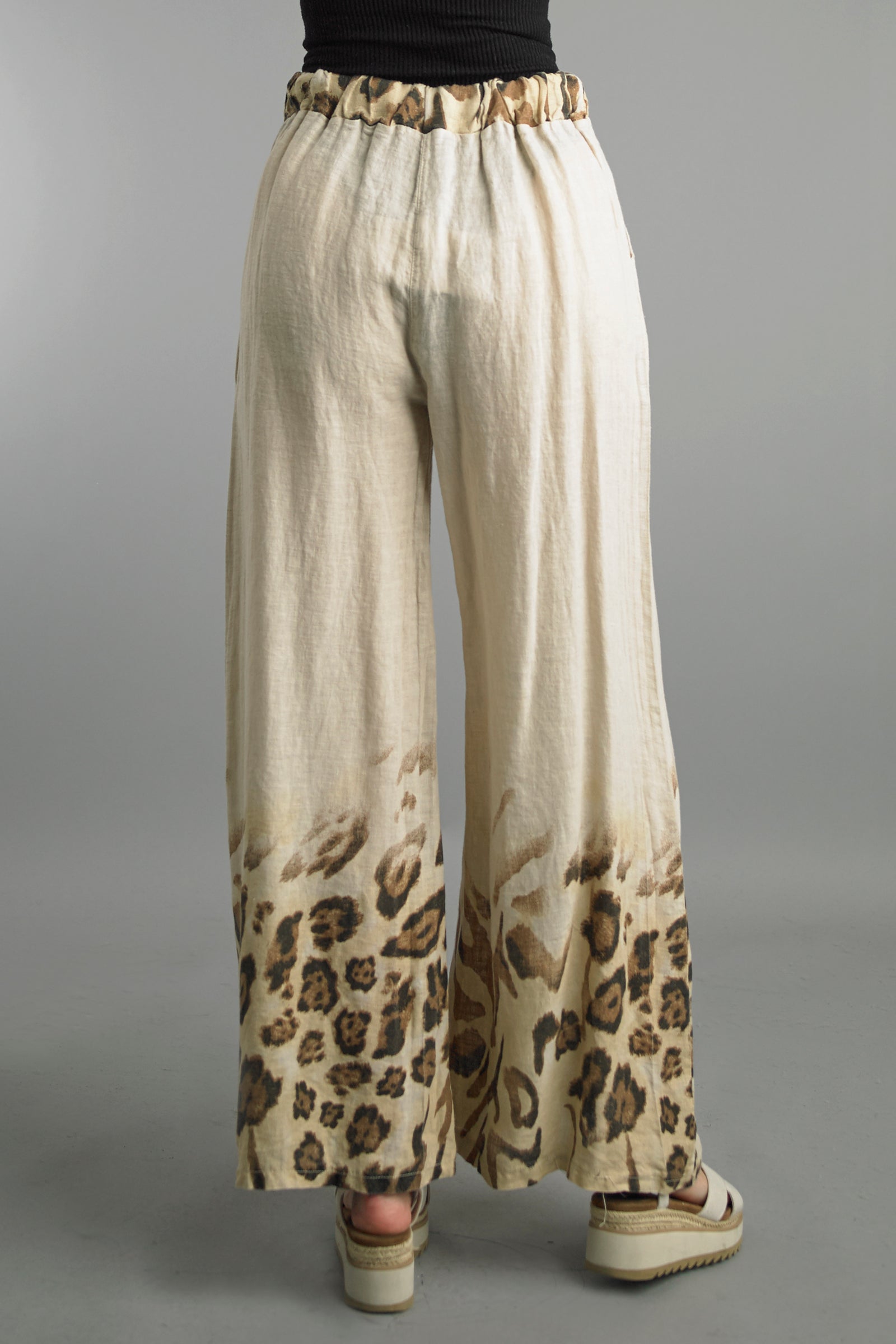Tempo Paris Beige Cheetah Linen Wide Leg Pant-Pants-Tempo Paris-Deja Nu Boutique, Women's Fashion Boutique in Lampasas, Texas