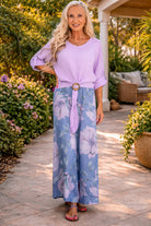 Tempo Paris Denim Lavender Floral Linen Wide Leg Pant-Pants-Tempo Paris-Deja Nu Boutique, Women's Fashion Boutique in Lampasas, Texas