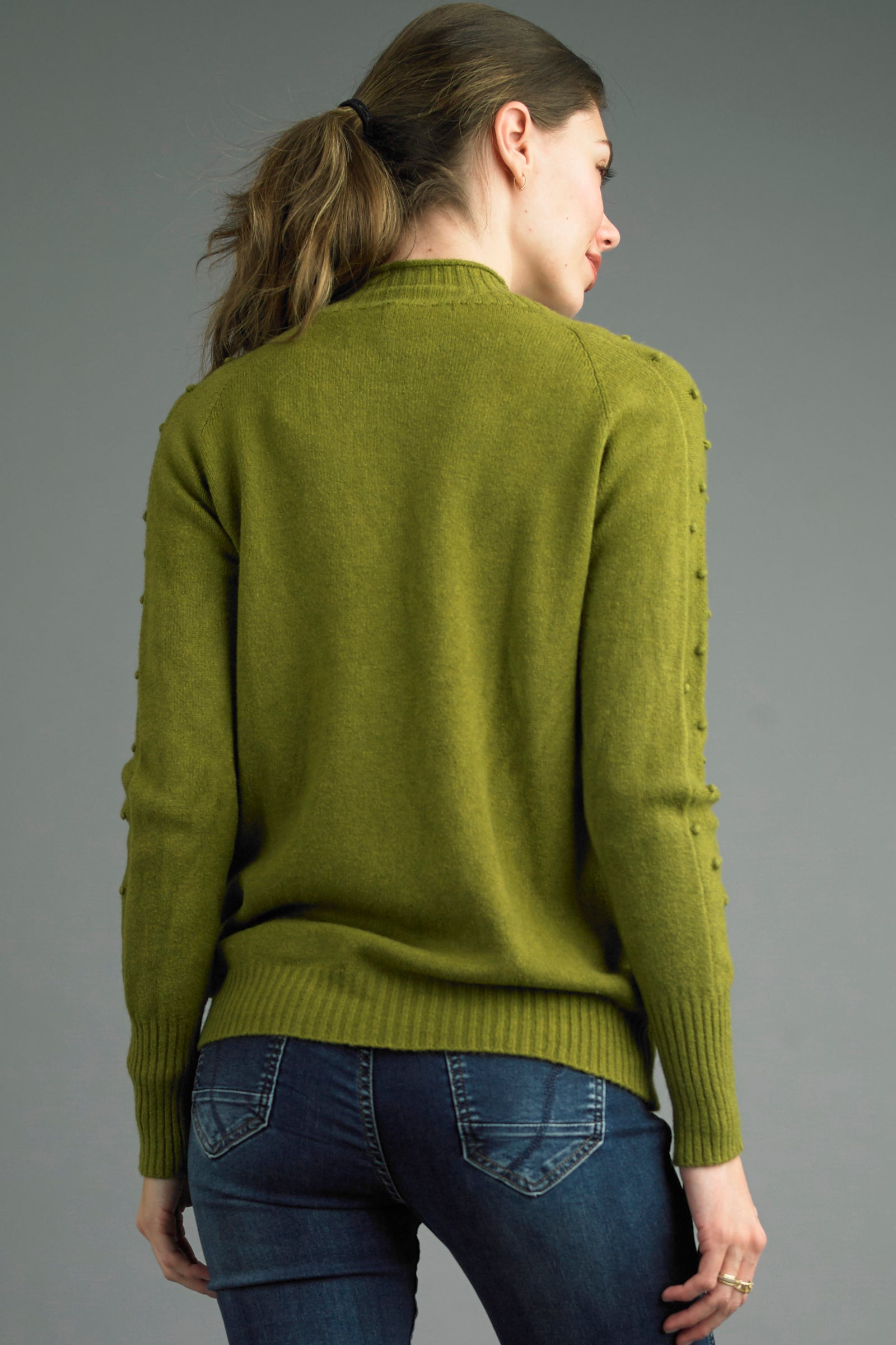 Tempo Paris French Knot Sweater in Green Made in Italy-Sweaters-Tempo Paris-Deja Nu Boutique, Women's Fashion Boutique in Lampasas, Texas