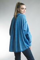 Tempo Paris Gauze Oversized Button Front Shacket In Blue-Tops-Tempo Paris-Deja Nu Boutique, Women's Fashion Boutique in Lampasas, Texas