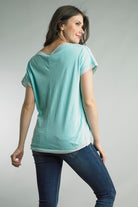 Tempo Paris Linen Tinsel Relaxed Top In Tiffany Blue-Tops-Tempo Paris-Deja Nu Boutique, Women's Fashion Boutique in Lampasas, Texas