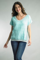 Tempo Paris Linen Tinsel Relaxed Top In Tiffany Blue-Tops-Tempo Paris-Deja Nu Boutique, Women's Fashion Boutique in Lampasas, Texas