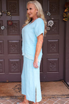 Tempo Paris Linen Tinsel Relaxed Top In Tiffany Blue-Tops-Tempo Paris-Deja Nu Boutique, Women's Fashion Boutique in Lampasas, Texas