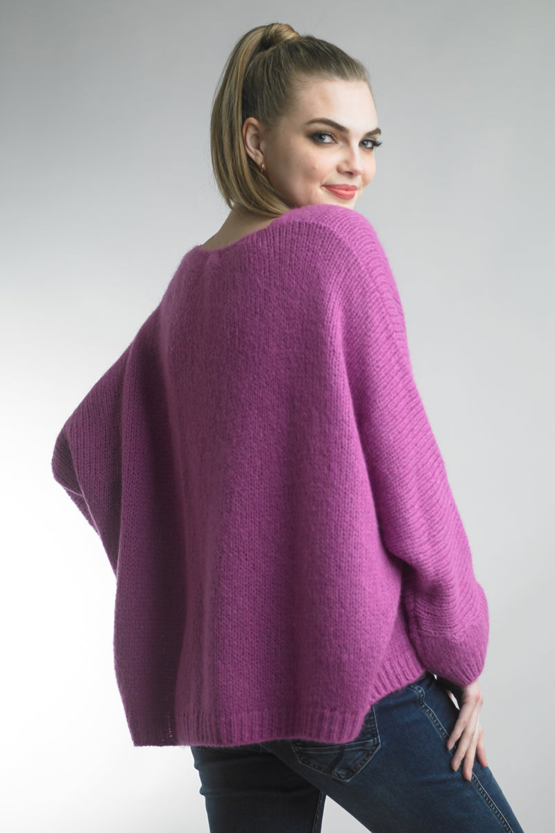 Tempo Paris Luscious Berry Oversized Cozy Warm Sweater-Sweaters-Tempo Paris-Deja Nu Boutique, Women's Fashion Boutique in Lampasas, Texas