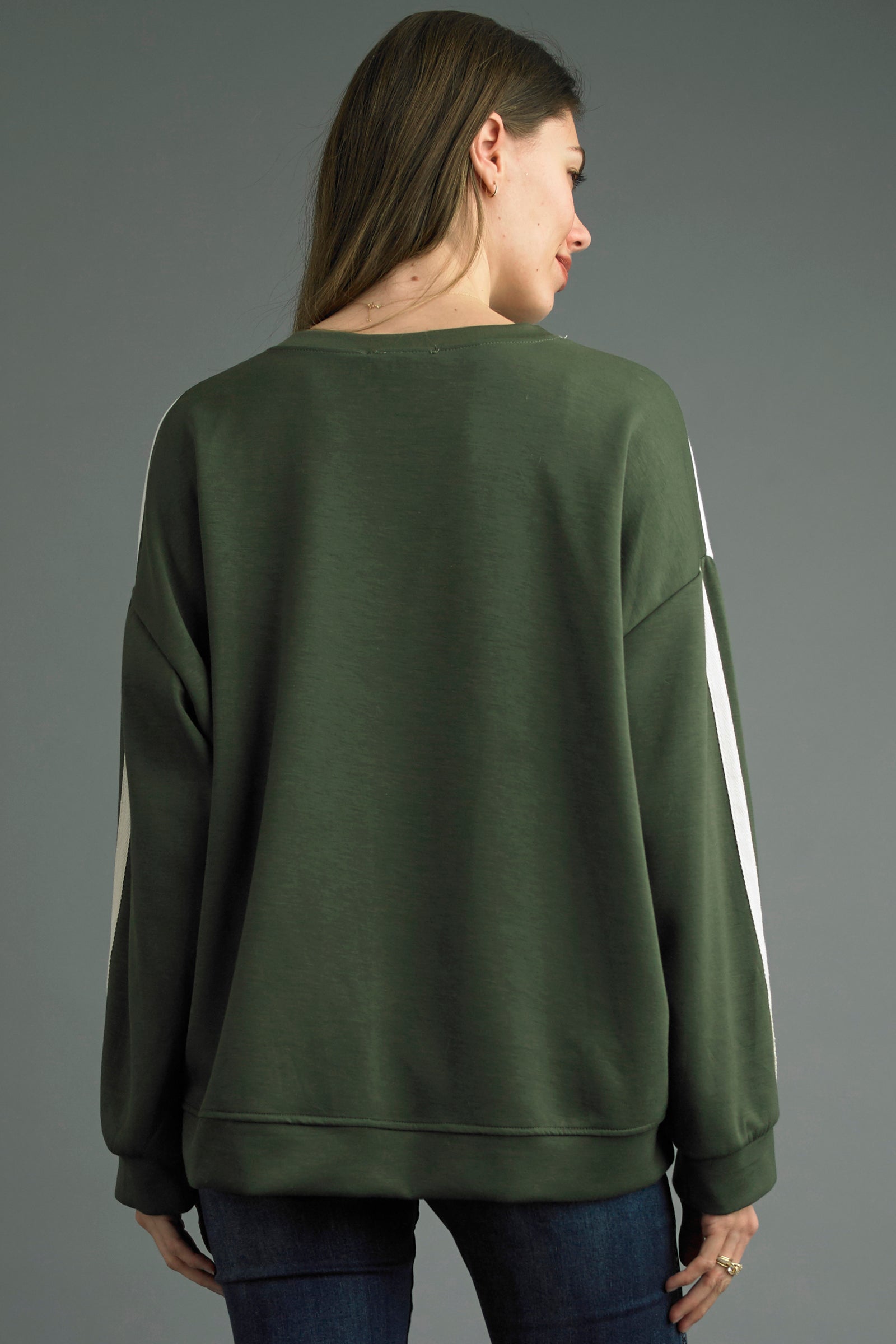 Tempo Paris Olive Animal Print Sweatshirt-Sweaters-Tempo Paris-Deja Nu Boutique, Women's Fashion Boutique in Lampasas, Texas