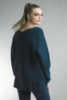 Tempo Paris Teal V-Neck Tunic Cozy Sweater-Sweaters-Tempo Paris-Deja Nu Boutique, Women's Fashion Boutique in Lampasas, Texas