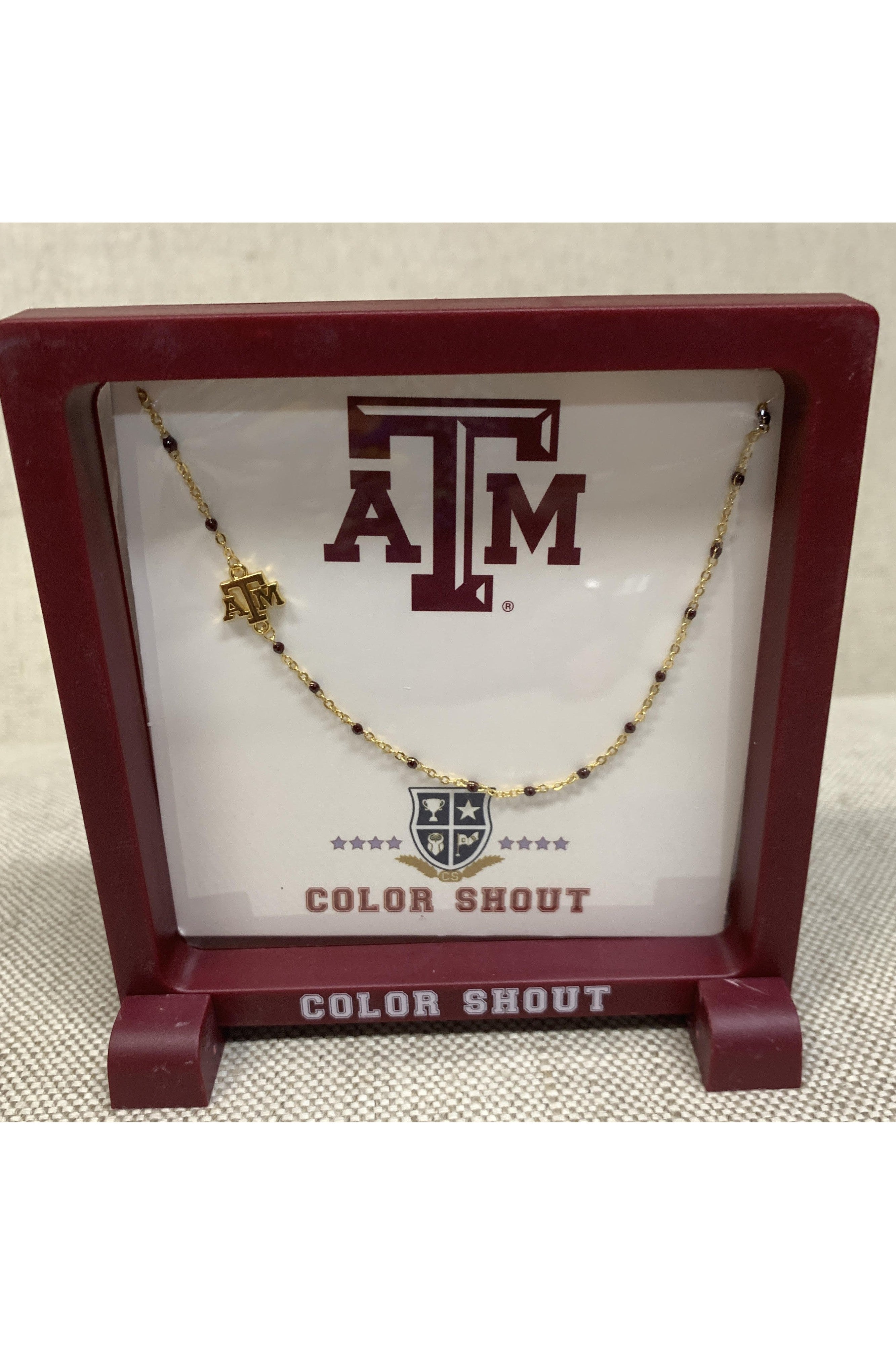 Texas A&M College Side Set On Maroon Enamel Bead Necklace-Necklaces-Color Shout-Deja Nu Boutique, Women's Fashion Boutique in Lampasas, Texas