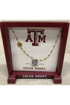 Texas A&M College Side Set On Maroon Enamel Bead Necklace-Necklaces-Color Shout-Deja Nu Boutique, Women's Fashion Boutique in Lampasas, Texas