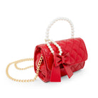 Tiny Treats and ZOMI GEMS Red Quilted Pearl Handle Bow Ribbon Handbag-Kids Handbag-Tiny Treats and ZOMI GEMS-Deja Nu Boutique, Women's Fashion Boutique in Lampasas, Texas