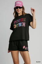 Umgee Black French Terry Sequin Touch Down Top-Tops-Umgee-Deja Nu Boutique, Women's Fashion Boutique in Lampasas, Texas