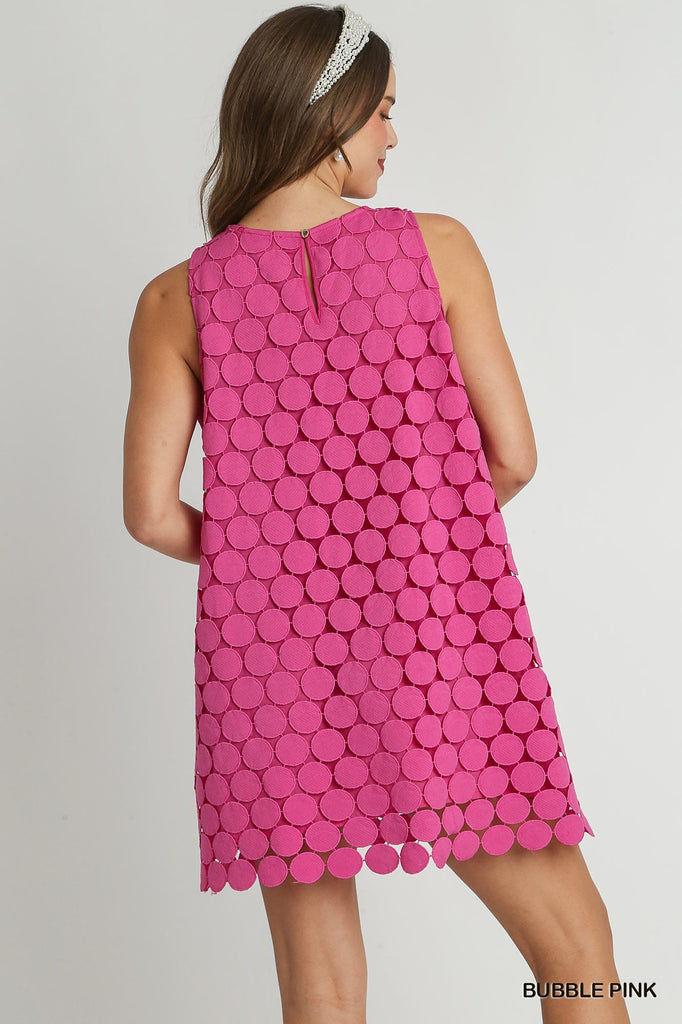 Umgee Bubble Gum Pink Polka Dot Lace Shift Dress-Short Dresses-Umgee-Deja Nu Boutique, Women's Fashion Boutique in Lampasas, Texas