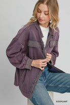 Umgee Luxeknit Mineral Wash Shacket In Eggplant-Shackets-Umgee-Deja Nu Boutique, Women's Fashion Boutique in Lampasas, Texas