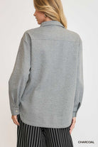 Umgee Luxknit Oversized Shirt Jacket In Charcoal-shirts-Umgee-Deja Nu Boutique, Women's Fashion Boutique in Lampasas, Texas