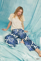 Umgee Navy Tropical Boho Sunburst Swirl Wide Leg Pants-Pants-Umgee-Deja Nu Boutique, Women's Fashion Boutique in Lampasas, Texas