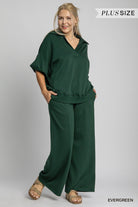 Umgee NeoKnit Emerald Pull-On Sweatpants Plus-Curvy/Plus Bottoms-Umgee-Deja Nu Boutique, Women's Fashion Boutique in Lampasas, Texas