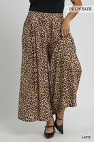 Umgee Plus Leopard Print Skirt Pants in Latte-Curvy/Plus Pants-Umgee-Deja Nu Boutique, Women's Fashion Boutique in Lampasas, Texas