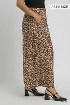 Umgee Plus Leopard Print Skirt Pants in Latte-Curvy/Plus Pants-Umgee-Deja Nu Boutique, Women's Fashion Boutique in Lampasas, Texas