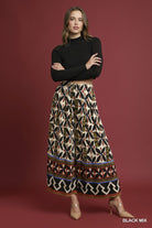 Umgee Tribal Motif Block Print Wide Leg Pants in Black Mix-bottoms-Umgee-Deja Nu Boutique, Women's Fashion Boutique in Lampasas, Texas