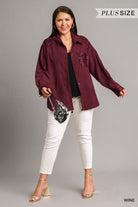 Umgee Wine Corduroy Jacket With Sequin Details Plus-Curvy/Plus Outerwear-Umgee-Deja Nu Boutique, Women's Fashion Boutique in Lampasas, Texas