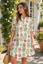 Umgee Floral Puff Sleeve Babydoll Dress – Red-mini dress-Umgee-Deja Nu Boutique, Women's Fashion Boutique in Lampasas, Texas