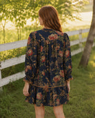 Umgee Floral Print Ruffle Hem Shift Dress in Navy Mix-Short Dresses-Umgee-Deja Nu Boutique, Women's Fashion Boutique in Lampasas, Texas