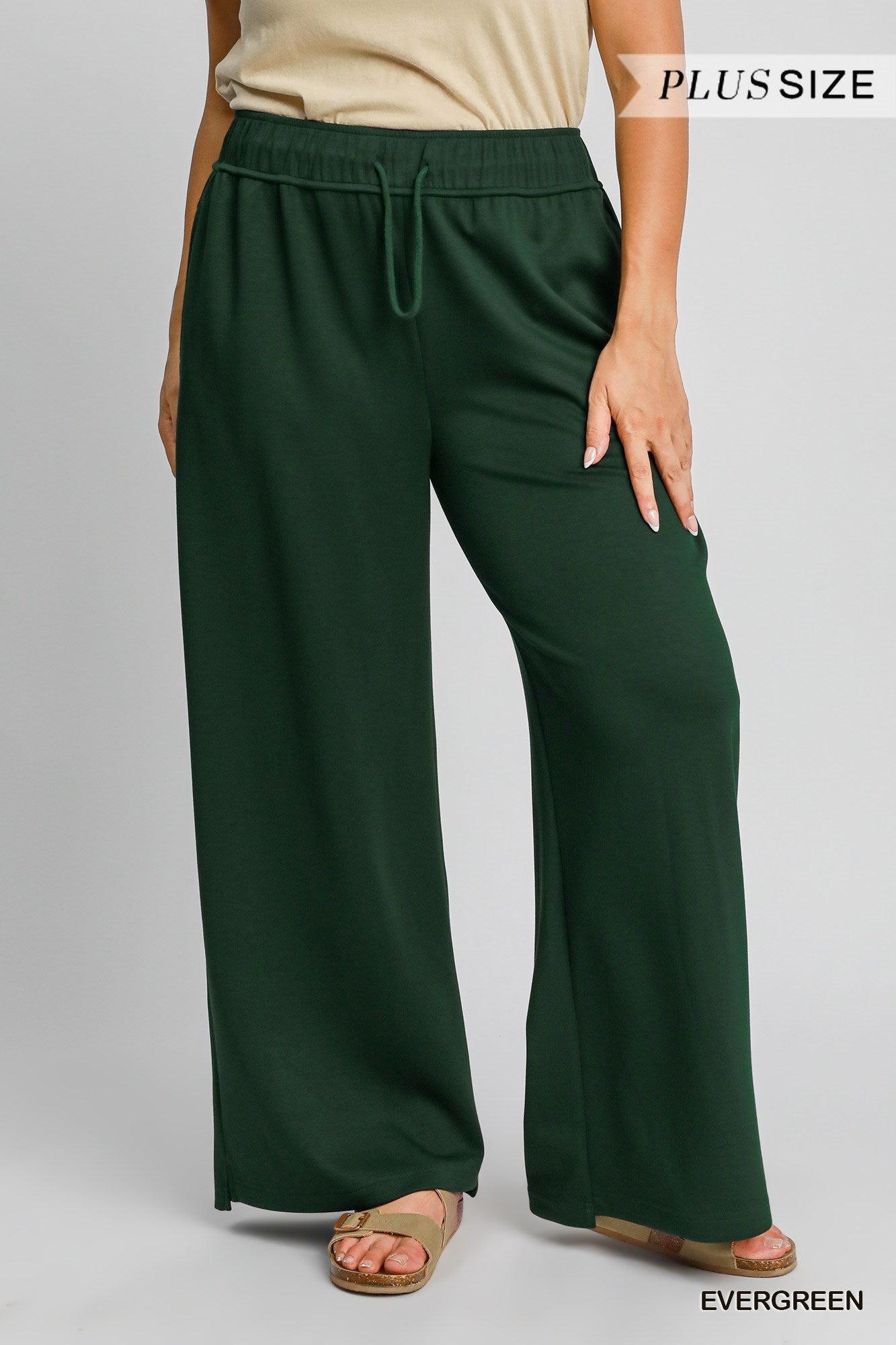 Umgee NeoKnit Emerald Pull-On Sweatpants Plus-Curvy/Plus Bottoms-Umgee-Deja Nu Boutique, Women's Fashion Boutique in Lampasas, Texas