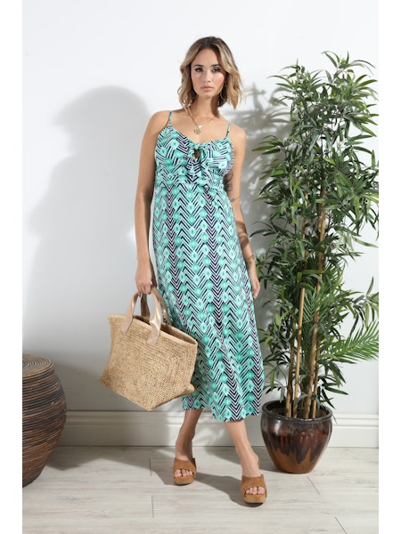 Veronica M Barbados Maxi A Line Dress With Slit-Dresses-Veronica M-Deja Nu Boutique, Women's Fashion Boutique in Lampasas, Texas