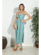 Veronica M Barbados Maxi A Line Dress With Slit-Dresses-Veronica M-Deja Nu Boutique, Women's Fashion Boutique in Lampasas, Texas