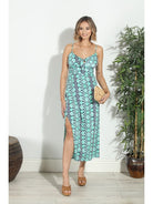 Veronica M Barbados Maxi A Line Dress With Slit-Dresses-Veronica M-Deja Nu Boutique, Women's Fashion Boutique in Lampasas, Texas