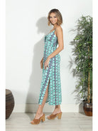 Veronica M Barbados Maxi A Line Dress With Slit-Dresses-Veronica M-Deja Nu Boutique, Women's Fashion Boutique in Lampasas, Texas